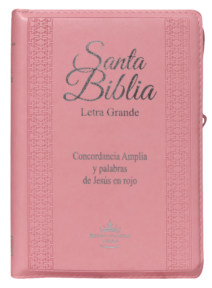 Biblia Reina Valera 1960 Letra Grande Cierre Indice Concordancia Canto Plateado Tapa Pu Rosa