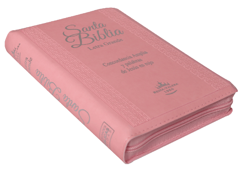 Biblia Reina Valera 1960 Letra Grande Cierre Indice Concordancia Canto Plateado Tapa Pu Rosa