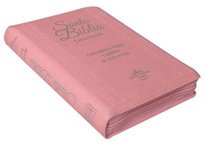 Biblia Reina Valera 1960 Letra Grande Cierre Indice Concordancia Canto Plateado Tapa Pu Rosa