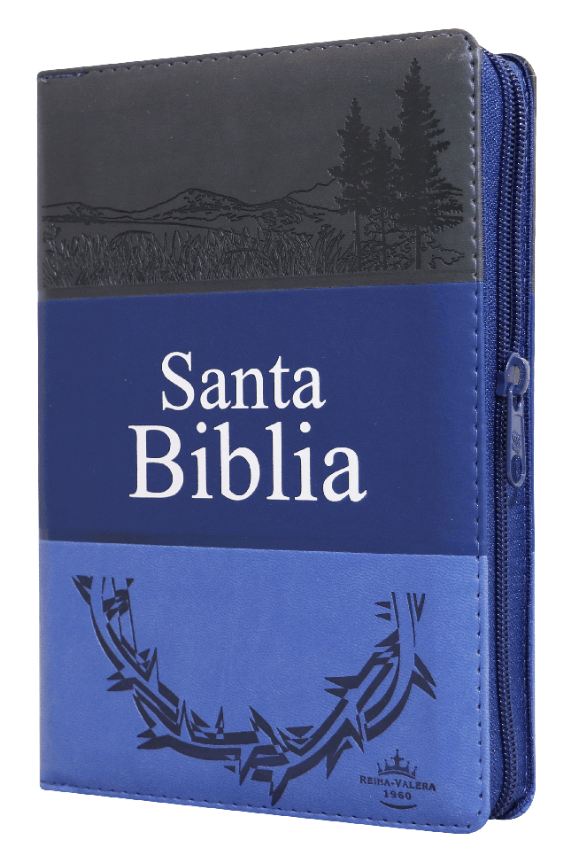 Biblia Reina Valera 1960 Letra Grande Cierre Imitación Piel Tapa Pu Tritono Azul