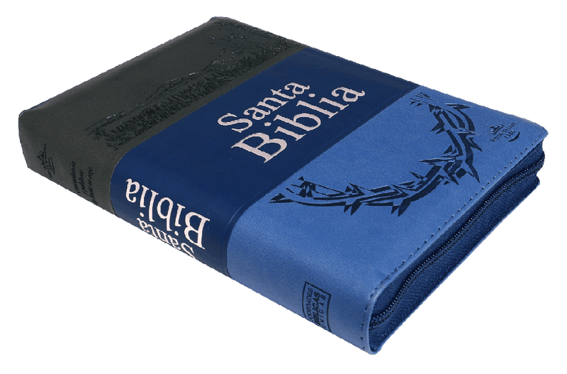 Biblia Reina Valera 1960 Letra Grande Cierre Imitación Piel Tapa Pu Tritono Azul