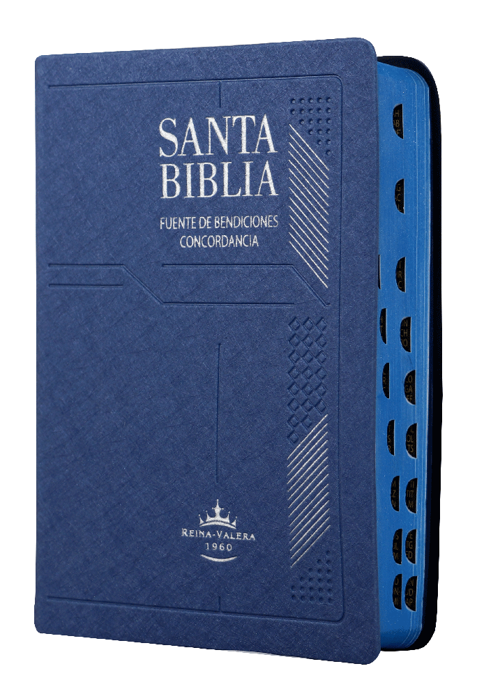 Biblia Reina Valera 1960 Letra Mayor Indice Tapa Vinil Azul Fuente de Bendicion