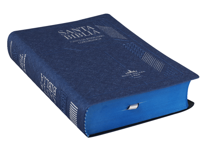 Biblia Reina Valera 1960 Letra Mayor Indice Tapa Vinil Azul Fuente de Bendicion