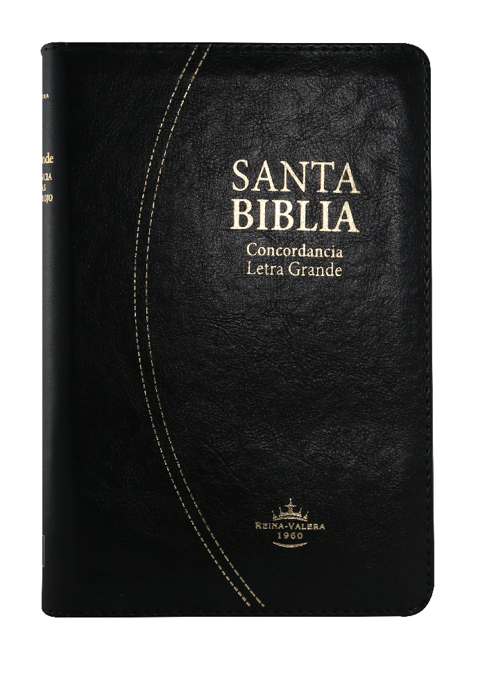 Biblia Reina Valera 1960 Letra Grande Cierre PJR Concordancia indice Canto dorado Tapa Pu Negro