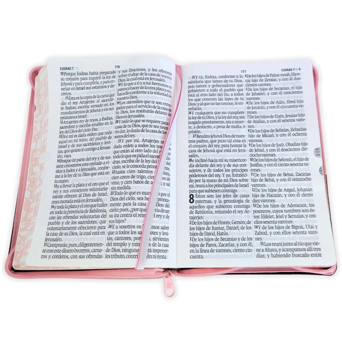 Biblia Reina Valera 1960 – Tapa Imitación Piel Rosa Bitono Canto Floreado, con Cierre, Concordancia, Palabras de Jesús en Rojo, con Índice, 13 x 18 cm, Letra 11 Puntos