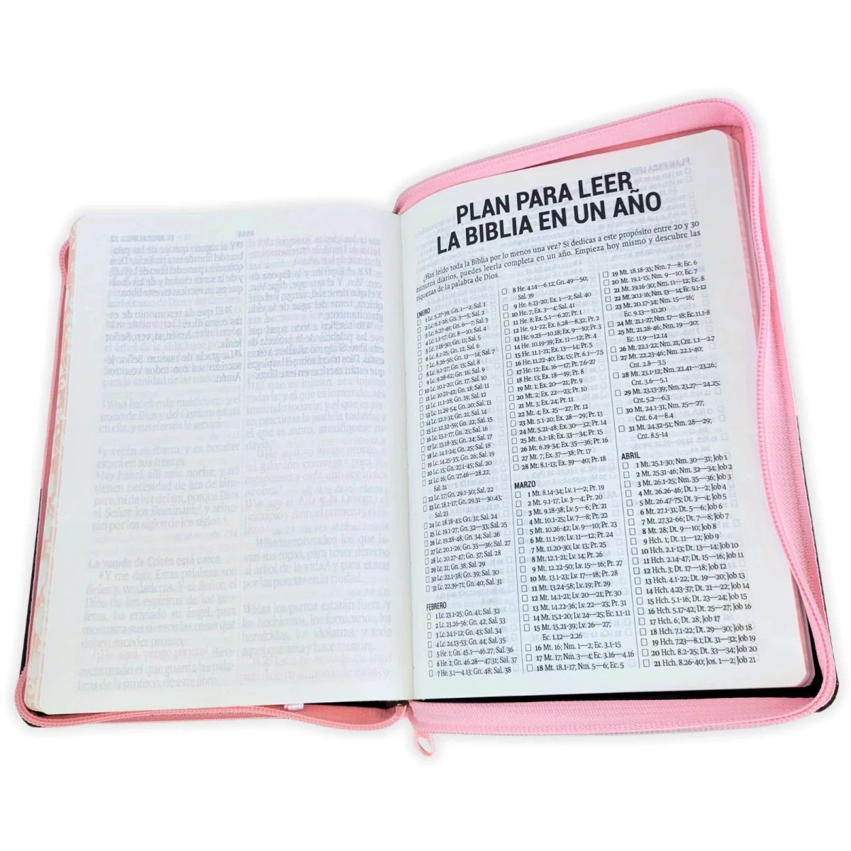 Biblia Reina Valera 1960 – Tapa Imitación Piel Rosa Bitono Canto Floreado, con Cierre, Concordancia, Palabras de Jesús en Rojo, con Índice, 13 x 18 cm, Letra 11 Puntos