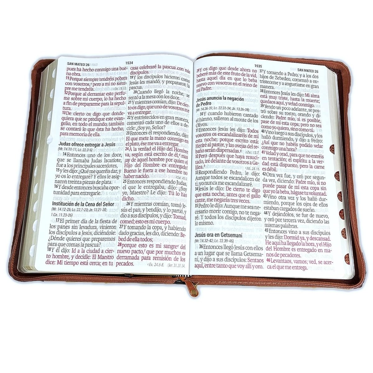 Biblia Reina Valera 1960 · Letra Súper Gigante · Palabras de Jesús en rojo · Tapa sintética negra y marrón con cierre e índice