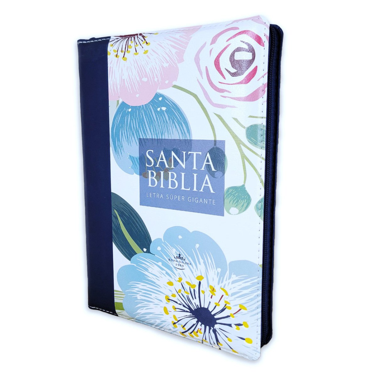 Biblia Reina Valera 1960 Letra Gigante Cierre Flores Azul