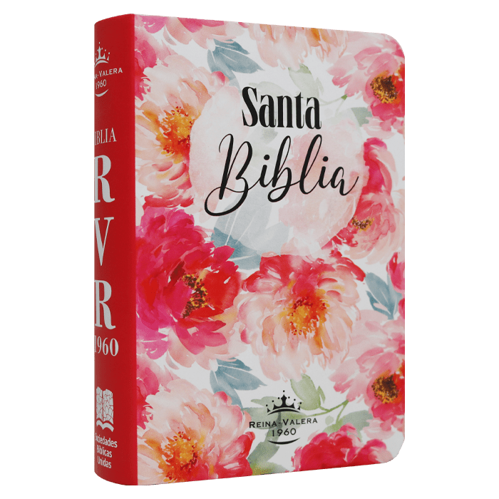 Biblia Reina Valera 1960 · 7x11 cm · Letra 7 pt · Bolsillo · Flores Rosas
