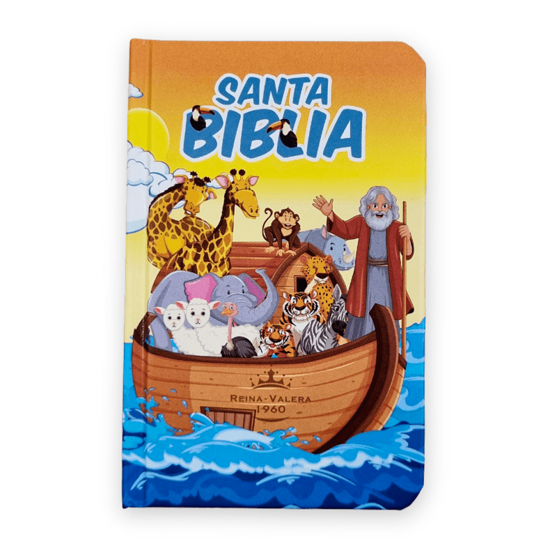 Biblia Infantil Reina Valera 1960 – Tapa Dura Arca Naranja, Concordancia, Palabras de Jesús en Rojo, con Índice, 7 x 11 cm, Letra 8 Puntos