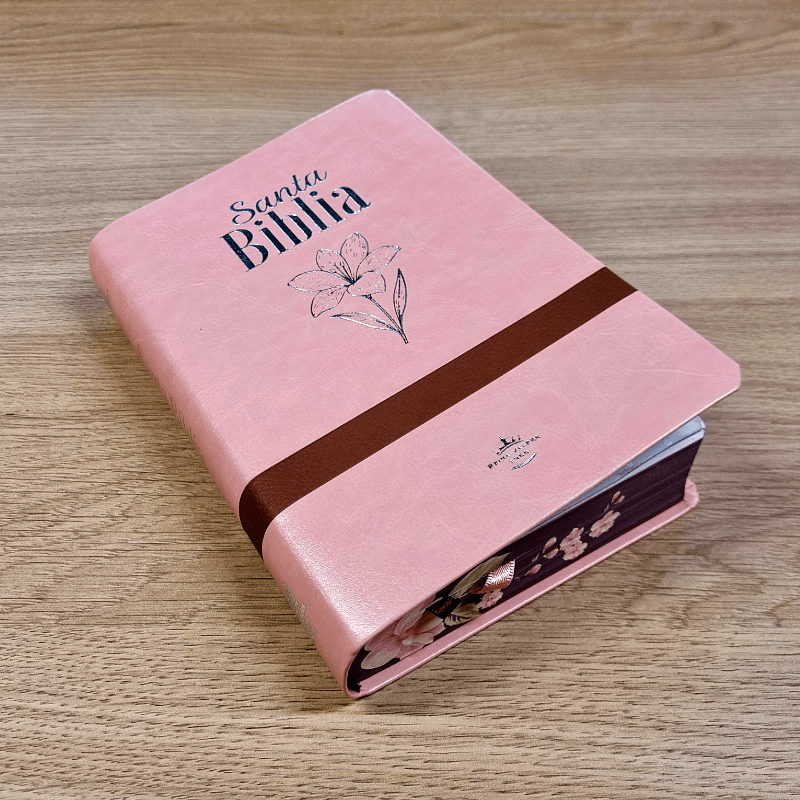 Biblia Reina Valera 1960 – Tapa Imitación Piel Rosa Canto Floreado, Concordancia, Palabras de Jesús en Rojo, con Índice, 14 x 21 cm, Letra 14 Puntos