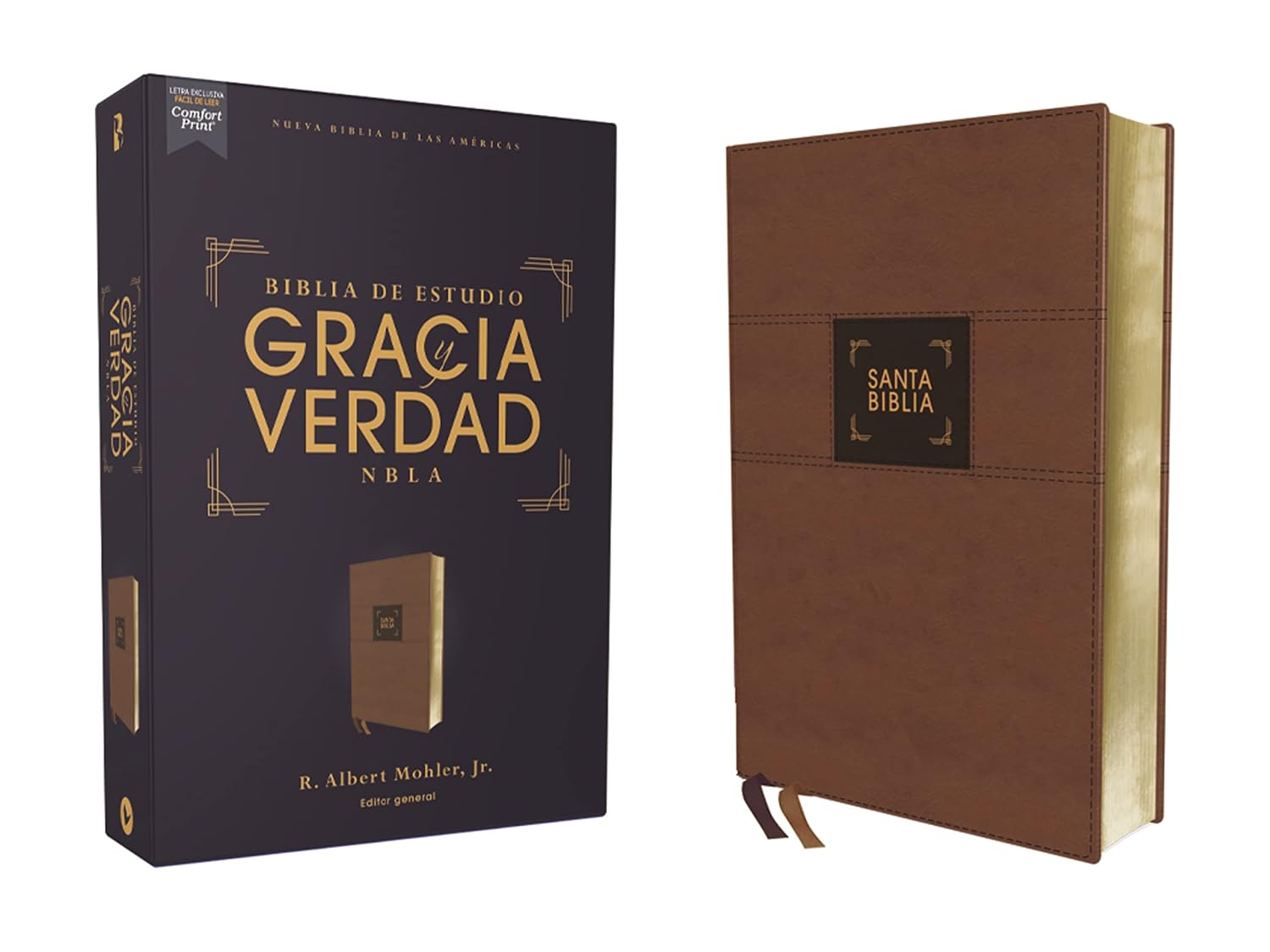 Biblia NBLA de Estudio Gracia y Verdad, Leathersoft, Café