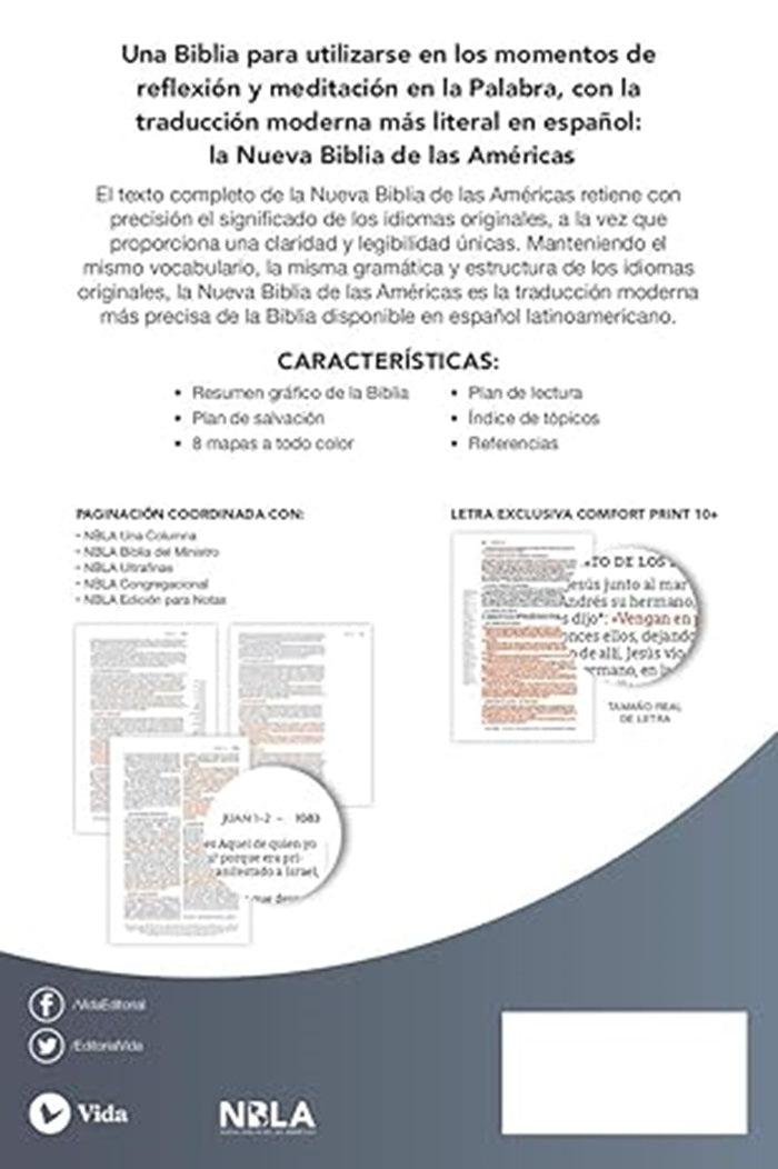 Biblia Nbla Santa Biblia Una Columna Con Referencias 10 P Tapa Dura/Tela Gris