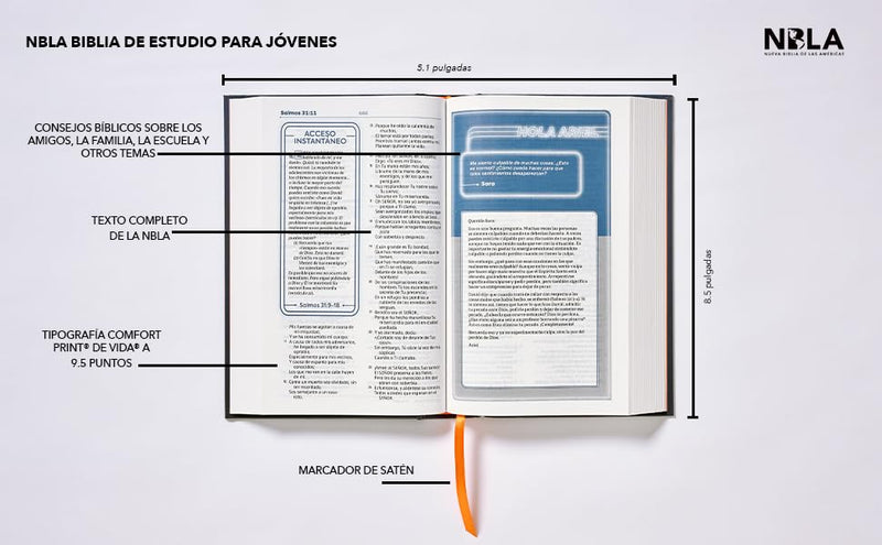 Biblia Nueva Biblias de las Américas De Estudio Para Jovenes Tapa Dura Azul Comfort Print