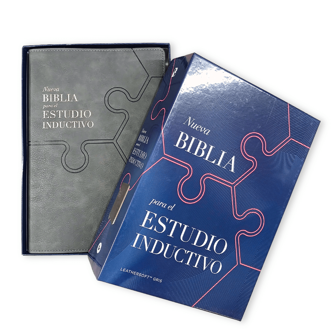 Biblia Nueva Biblia De Las Américas (NBLA) Para El Estudio Inductivo, 18×25, Tapa PU, Comfort Print, Gris