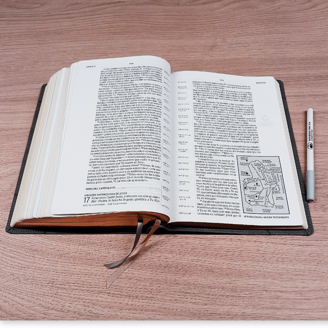 Biblia Nueva Biblia De Las Américas (NBLA) Para El Estudio Inductivo, 18×25, Tapa PU, Comfort Print, Gris