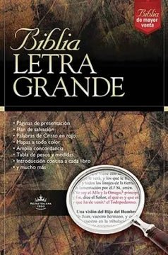 Biblia Reina-Valera 1960, Palabras De Jesús En Rojo, Letra 12 Pt, 16×24, Tapa PU