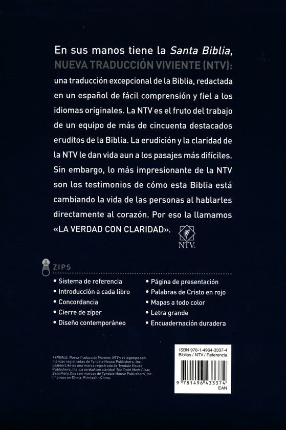 Biblia Nueva Traducción Viviente Cierre Letra Grande Madera