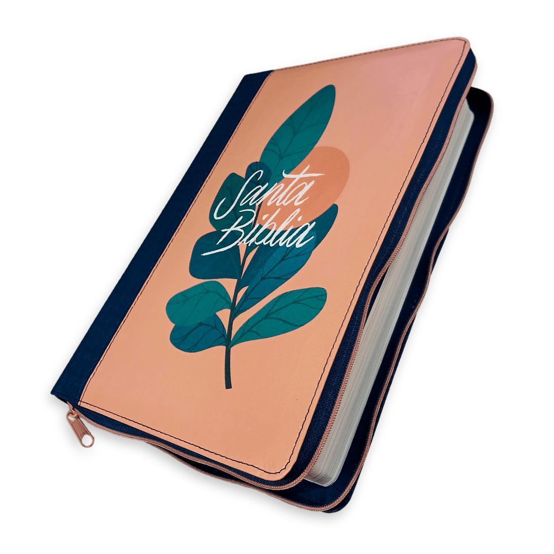 Biblia Reina Valera 1960 Letra Compacta PJR Cierre 2 Tonos Coral/Azul