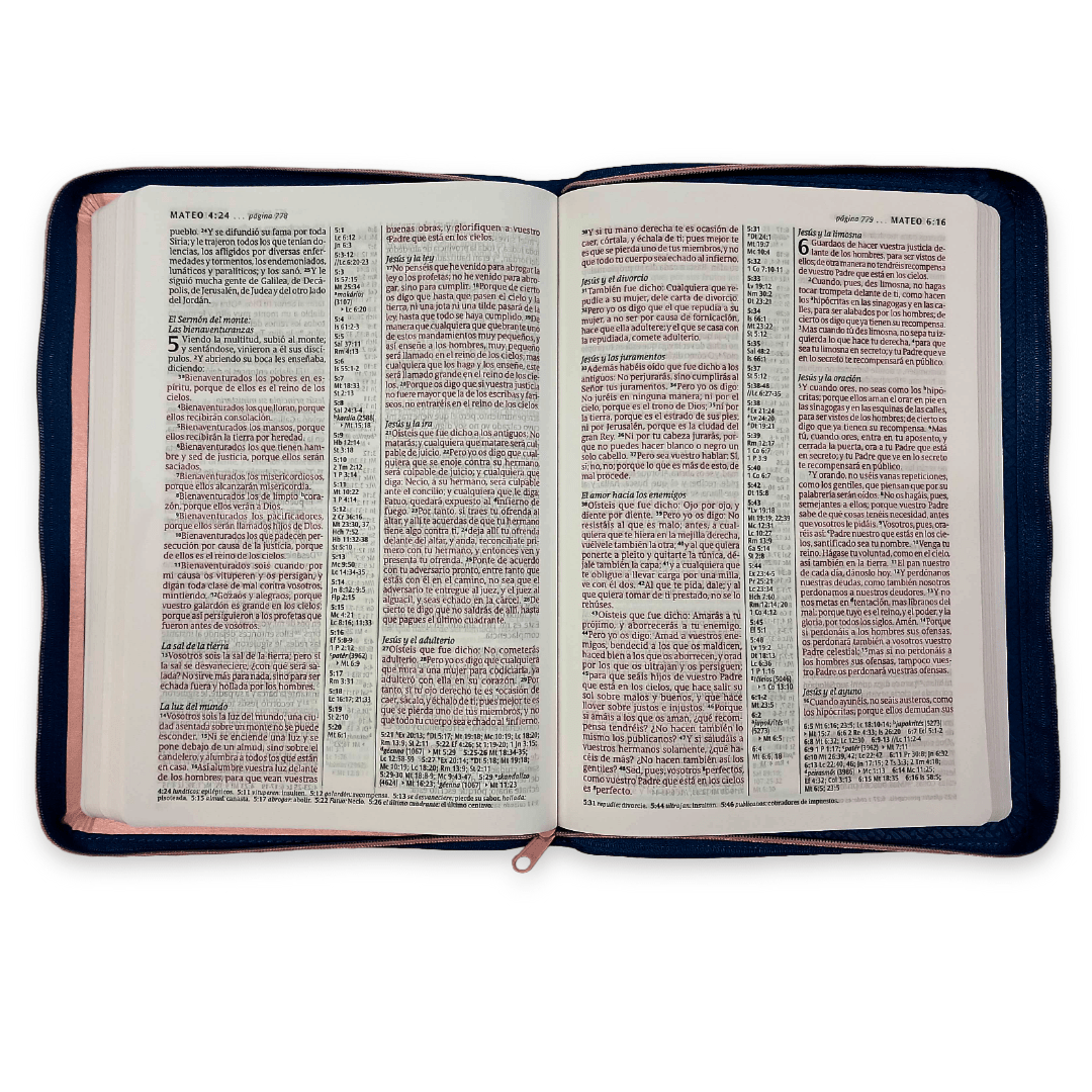 Biblia Reina Valera 1960 Letra Compacta PJR Cierre 2 Tonos Coral/Azul