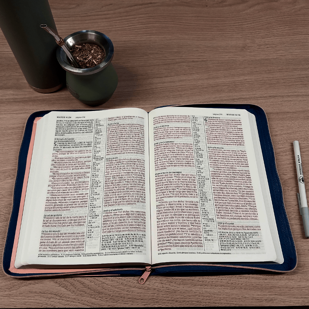 Biblia Reina Valera 1960 Letra Compacta PJR Cierre 2 Tonos Coral/Azul