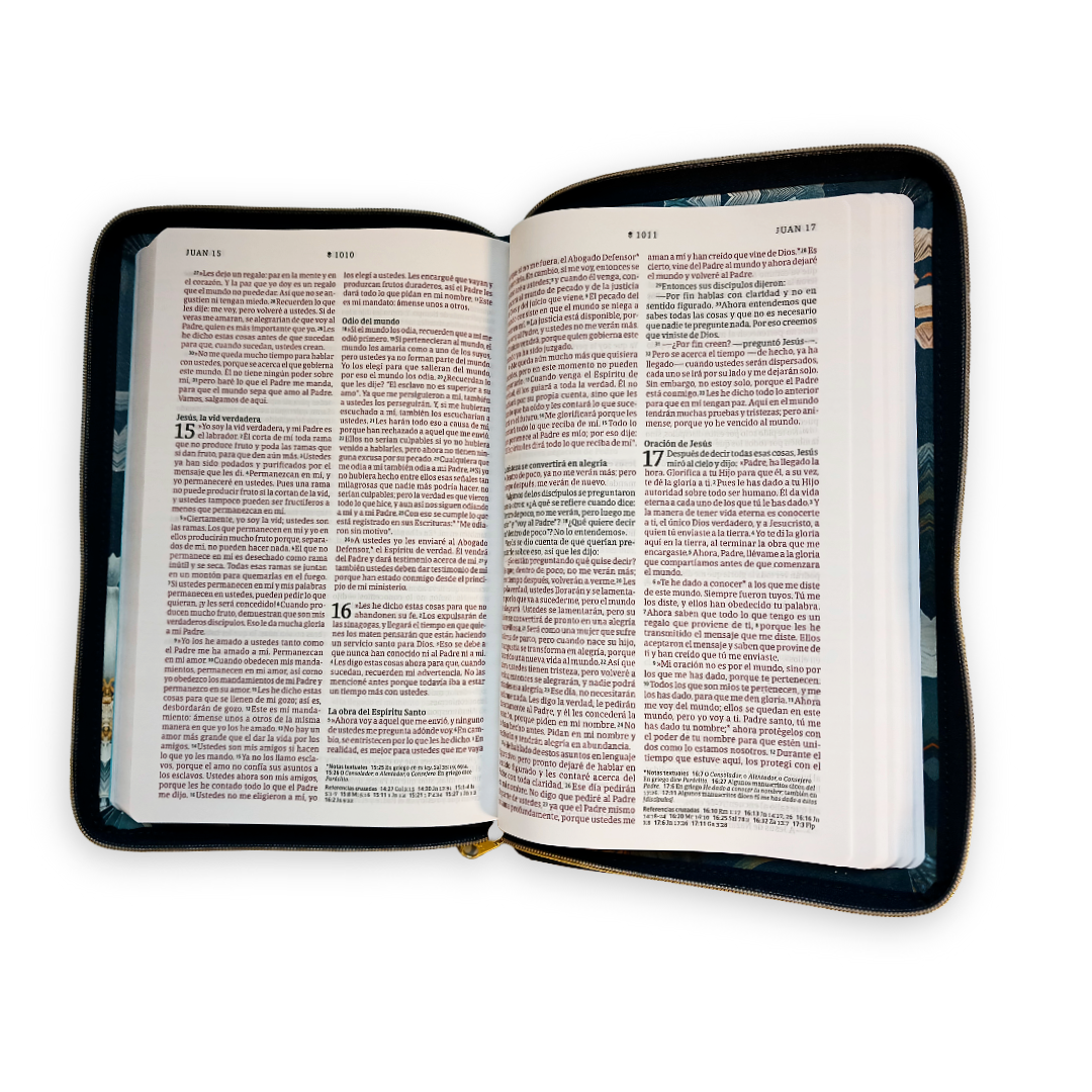 Biblia Nueva Traducción Viviente Ultrafina Sentí piel Floral con cierre