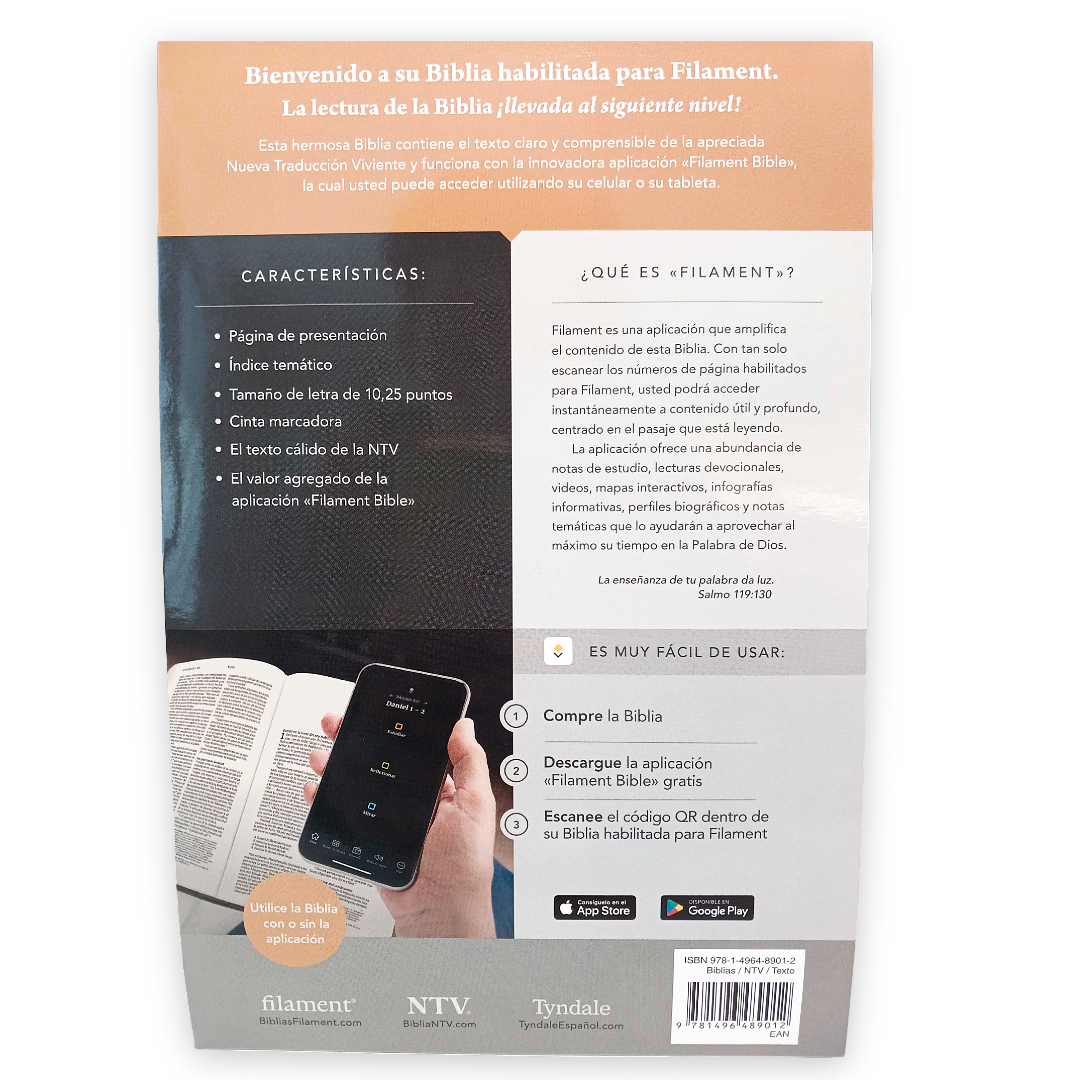 Biblia Nueva Traducción Viviente Letra Grande Símil piel Café claro