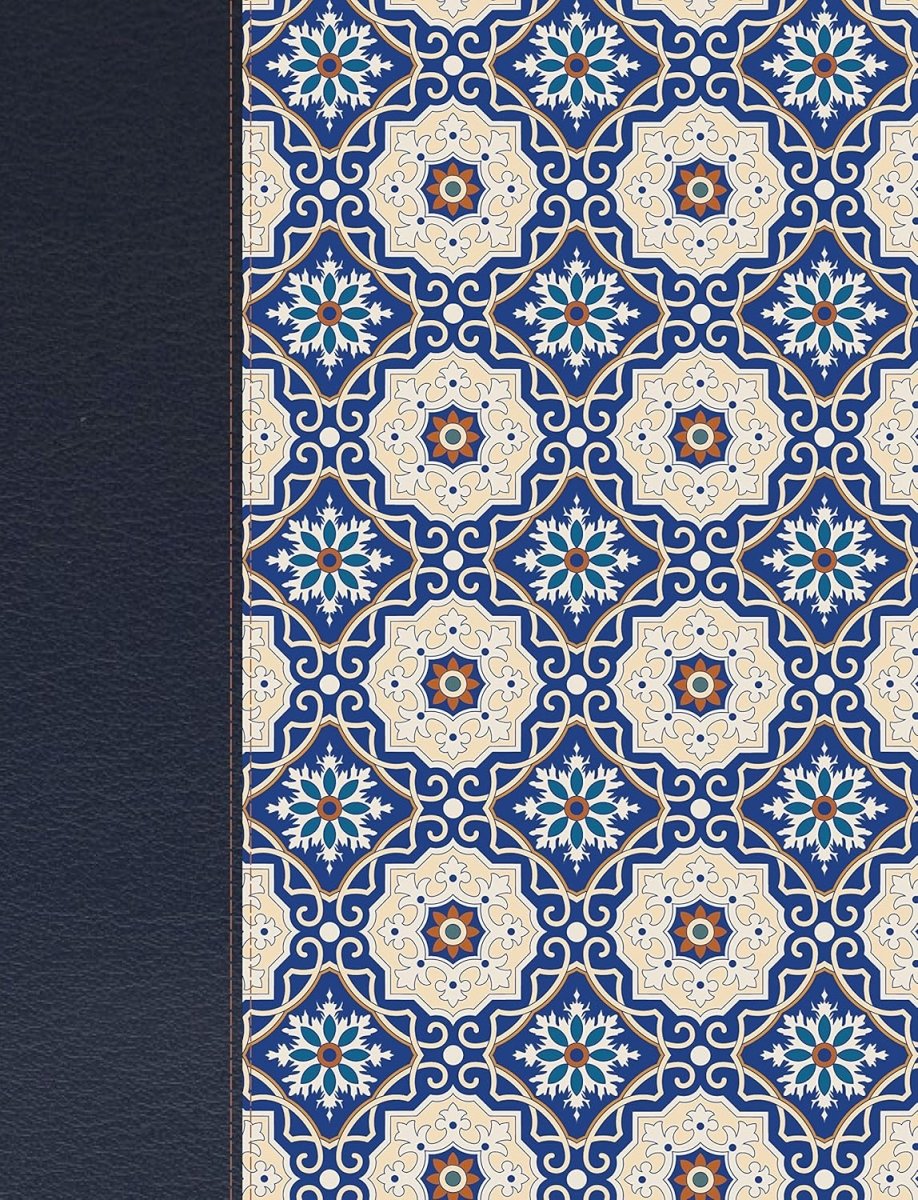 Biblia Reina-Valera 1960 (RVR60) De Apuntes, Letra Grande, Crema Y Azul, Mosaico, Símil Piel