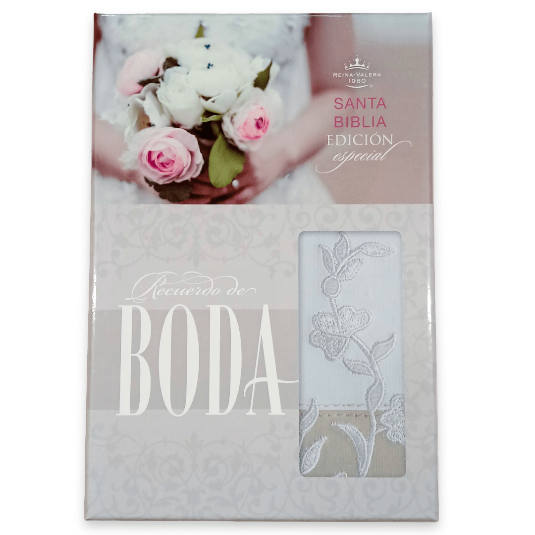 Biblia Reina Valera 1960 Recuerdo De Boda Blanco Floral Simil Piel