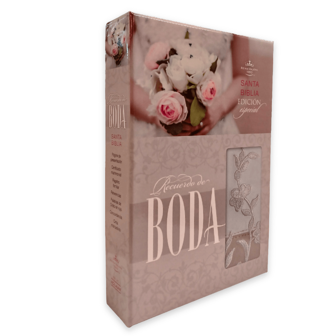 Biblia Reina Valera 1960 Recuerdo De Boda Blanco Floral Simil Piel