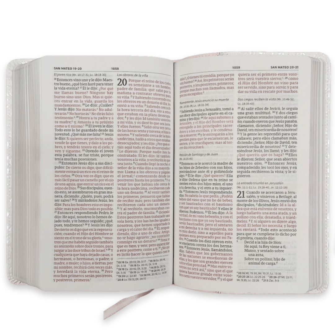 Biblia Reina Valera 1960 Recuerdo De Boda Filigrana Blanca/Rosa Palo Simil Piel