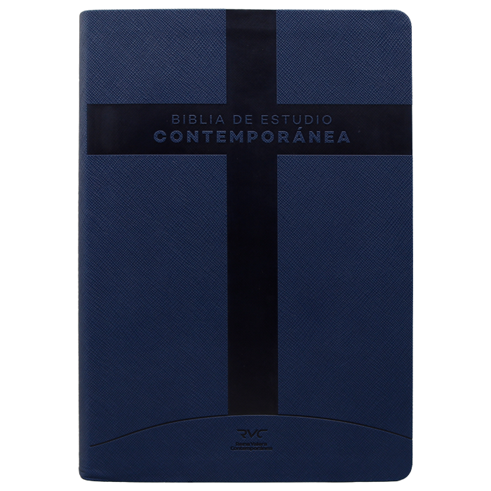 Biblia Reina Valera Contemporánea de Estudio Concordancia Letra 10 Puntos Tapa Pu Azul