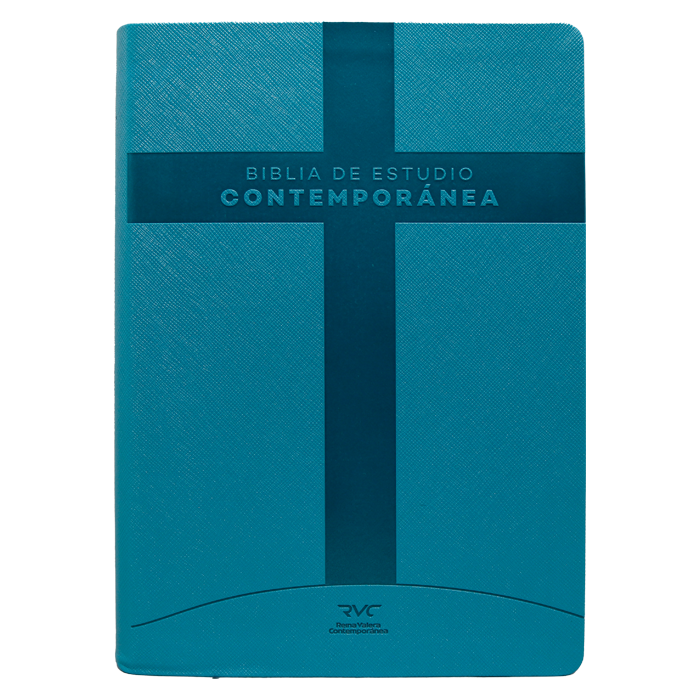 Biblia Reina Valera Contemporánea de Estudio Concordancia Letra 10 Puntos Tapa Pu Aqua