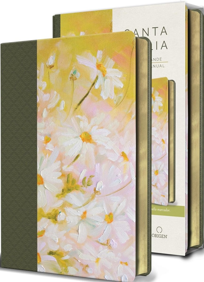 Biblia Reina Valera 1960 · Tapa piel color verde · Diseño con flores