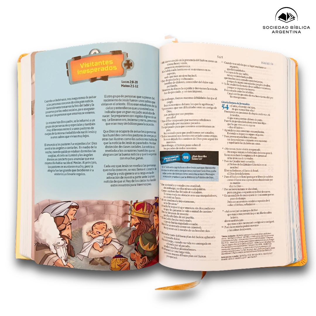 Biblia Kids: Volver a la Historia Nueva Traducción Viviente Imitación piel Amarillo