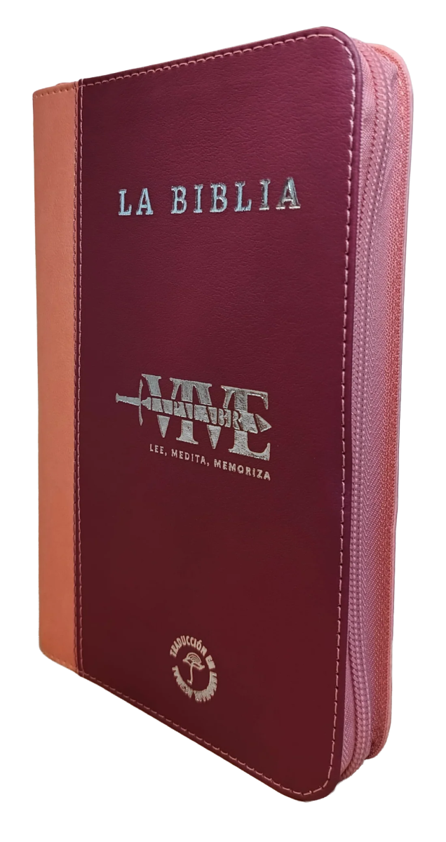 Biblia Traducción al Lenguaje Actual letra grande rosado/lila canto plateado "Vive"