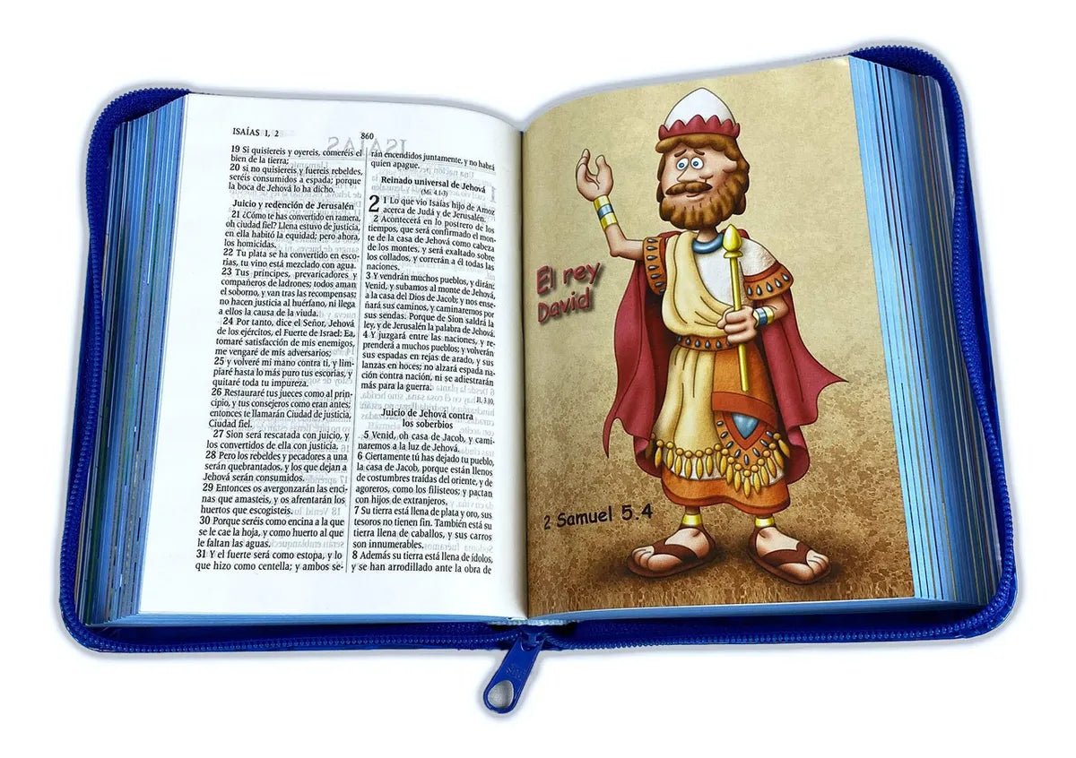 Biblia Reina Valera 1960 con cierre color azul/azul "Amigos"