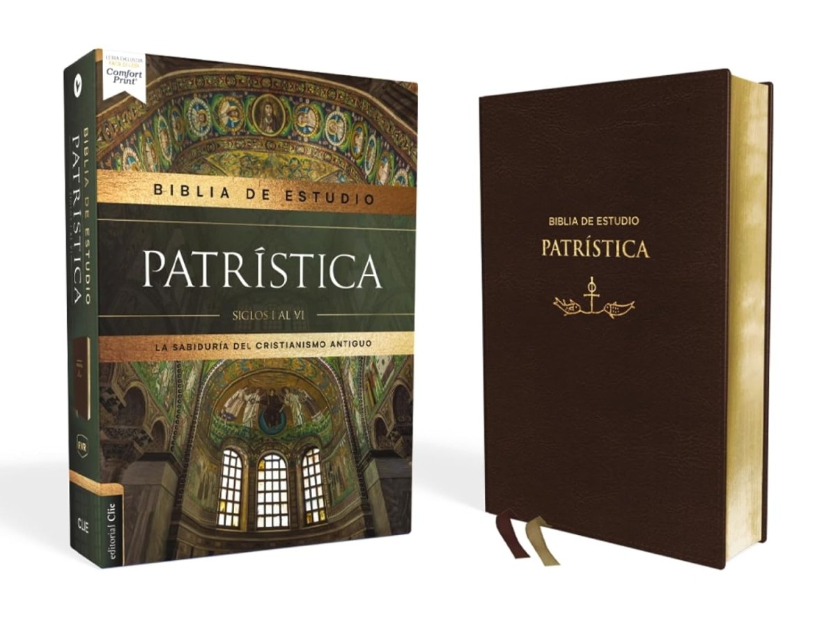 Biblia Reina Valera 1960 De Estudio Patrística Leathersoft, Marrón, Interior A Dos Colores, Palabras De Jesús En Rojo