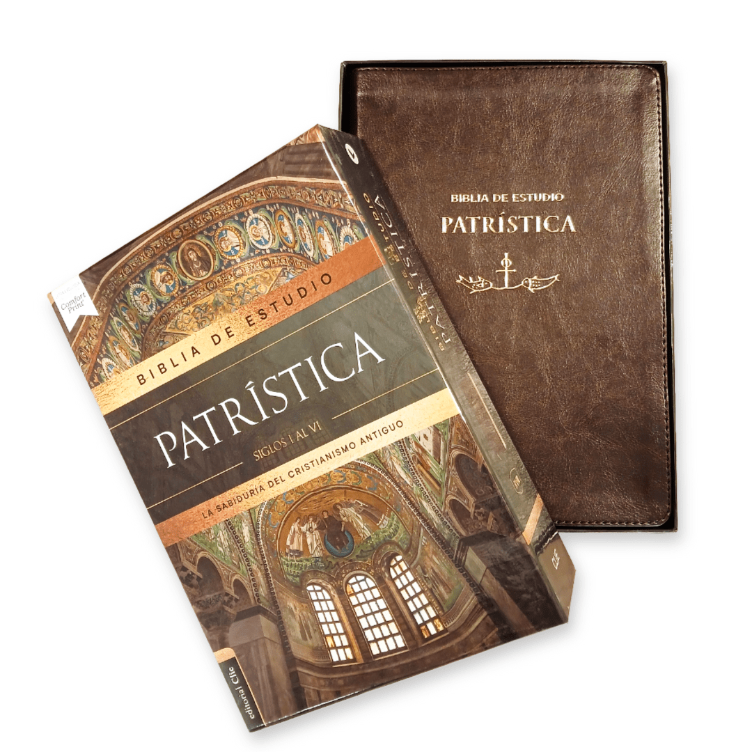 Biblia Reina Valera 1960 De Estudio Patrística Leathersoft, Marrón, Interior A Dos Colores, Palabras De Jesús En Rojo
