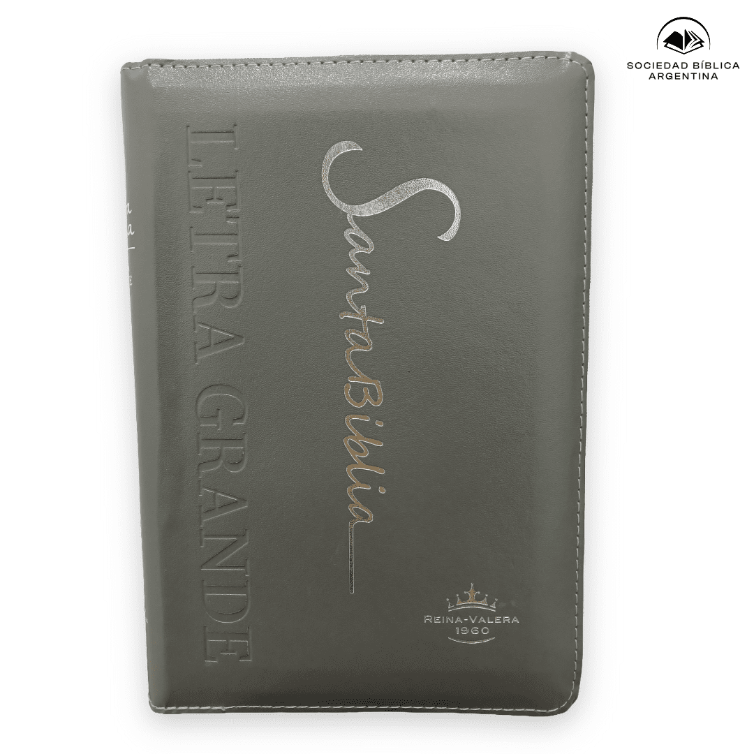 Biblia Reina Valera 1960 Letra Estándar Con Concordancia Con Cierre Tapa PU Gris 14 x 21 cm