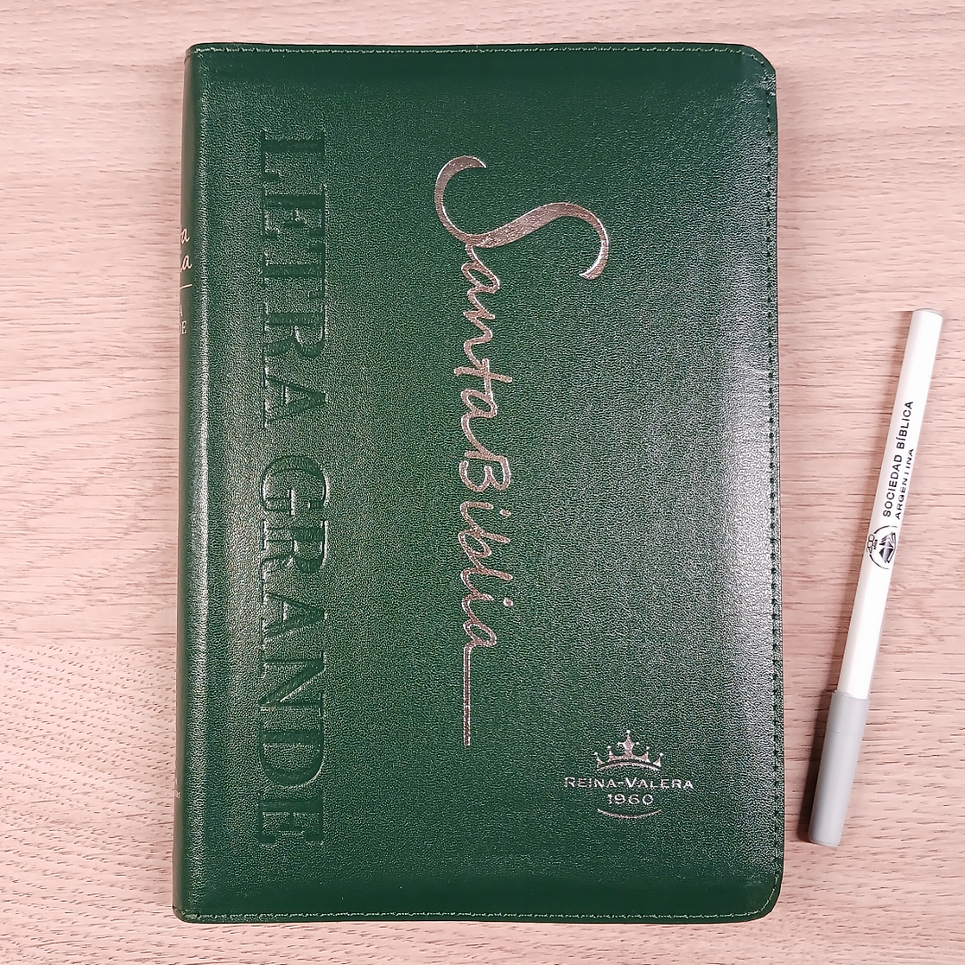 Biblia Reina Valera 1960 – Tapa Imitación Piel Verde, con Cierre, Concordancia, Letra 11 Puntos