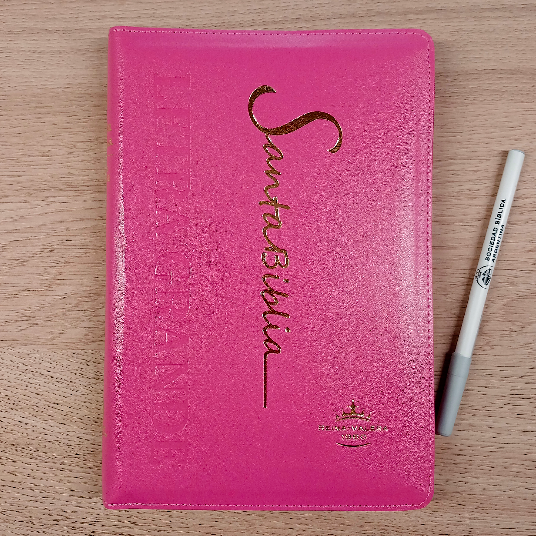 Biblia Reina Valera 1960 – Tapa Imitación Piel Rosado, con Cierre, Concordancia, con Índice, Letra 11 Puntos