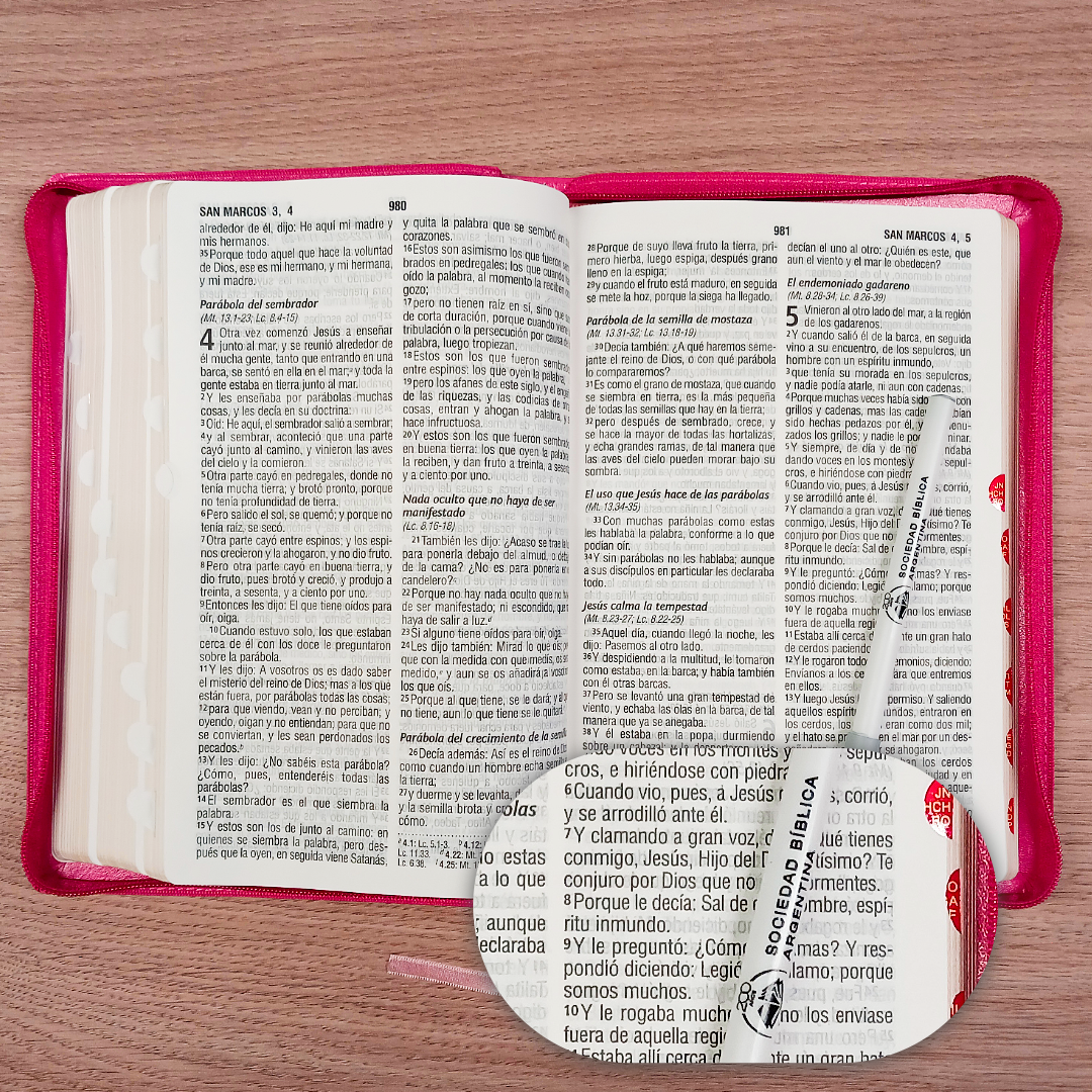 Biblia Reina Valera 1960 – Tapa Imitación Piel Rosado, con Cierre, Concordancia, con Índice, Letra 11 Puntos