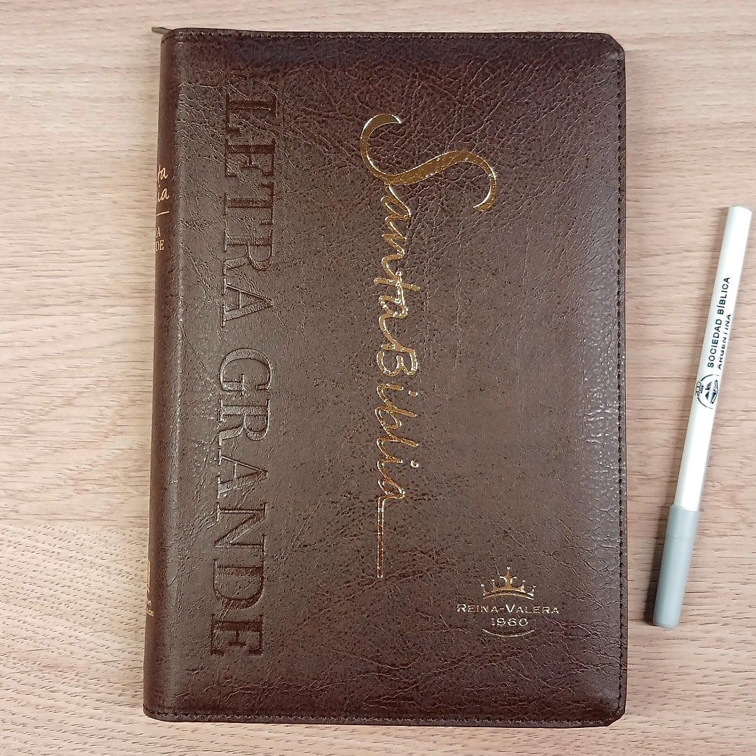 Biblia Reina Valera 1960 – Tapa Imitación Piel Marrón, con Cierre, Concordancia, con Índice, Letra 11 Puntos