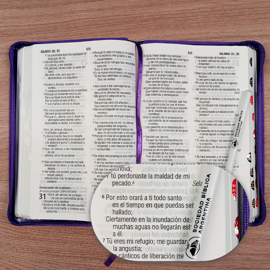Biblia Reina Valera 1960 – Tapa Imitación Piel Púrpura, con Cierre, Concordancia, con Índice, Letra 11 Puntos
