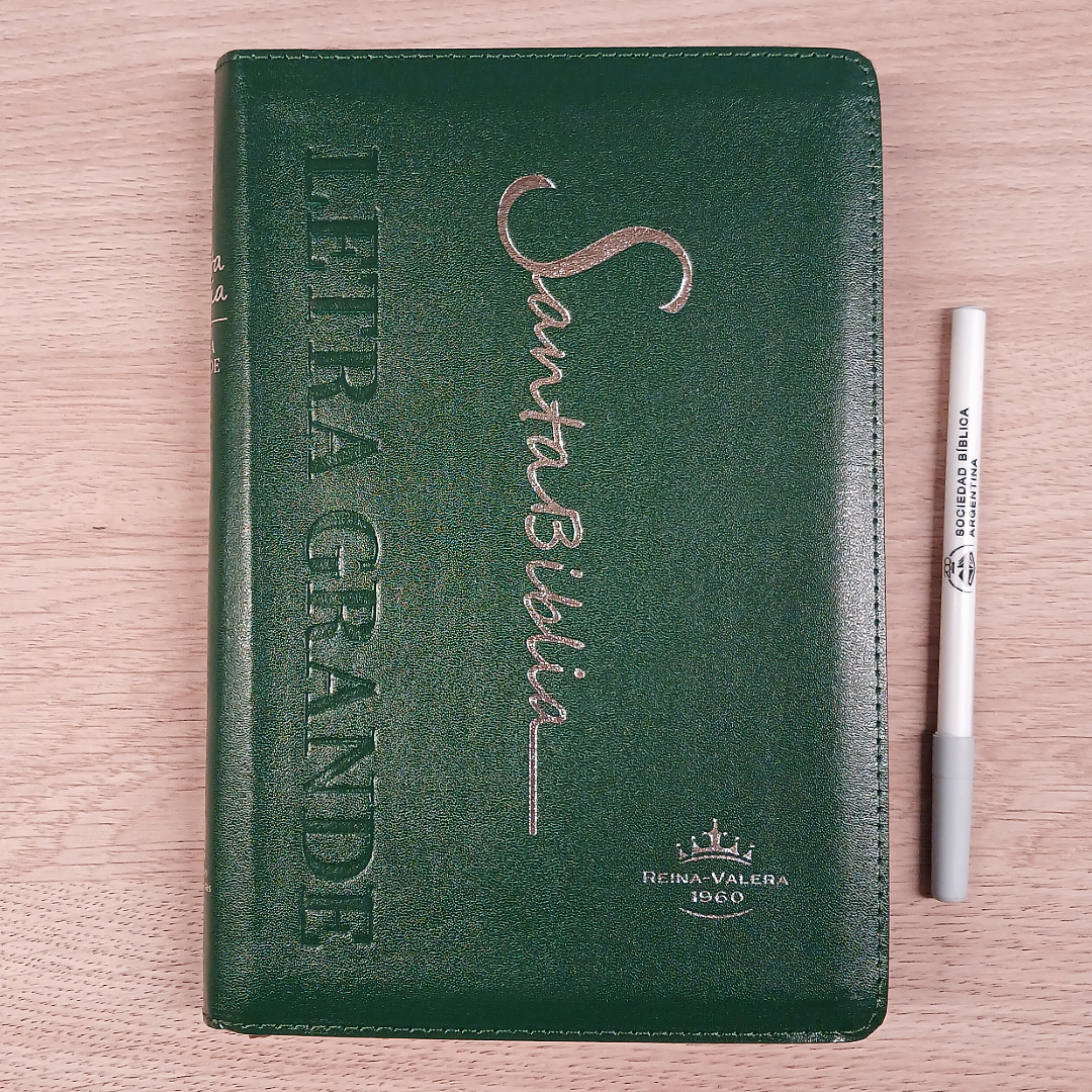 Biblia Reina Valera 1960 – Tapa Imitación Piel Verde, con Cierre, Concordancia, con Índice, Letra 11 Puntos
