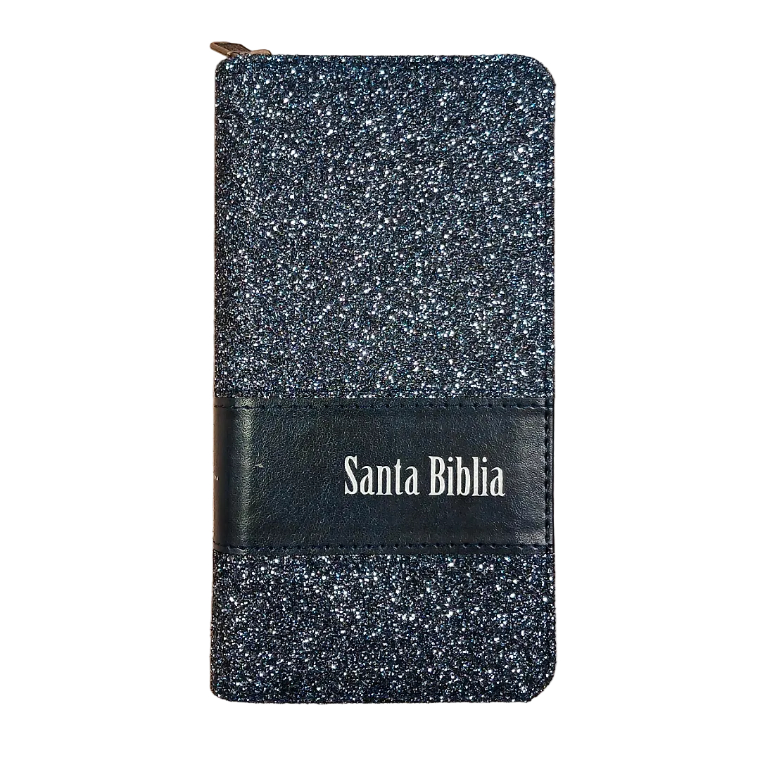 Biblia Reina Valera 1960 – Tapa Imitación Piel Gris, con Cierre, Letra 7 Puntos