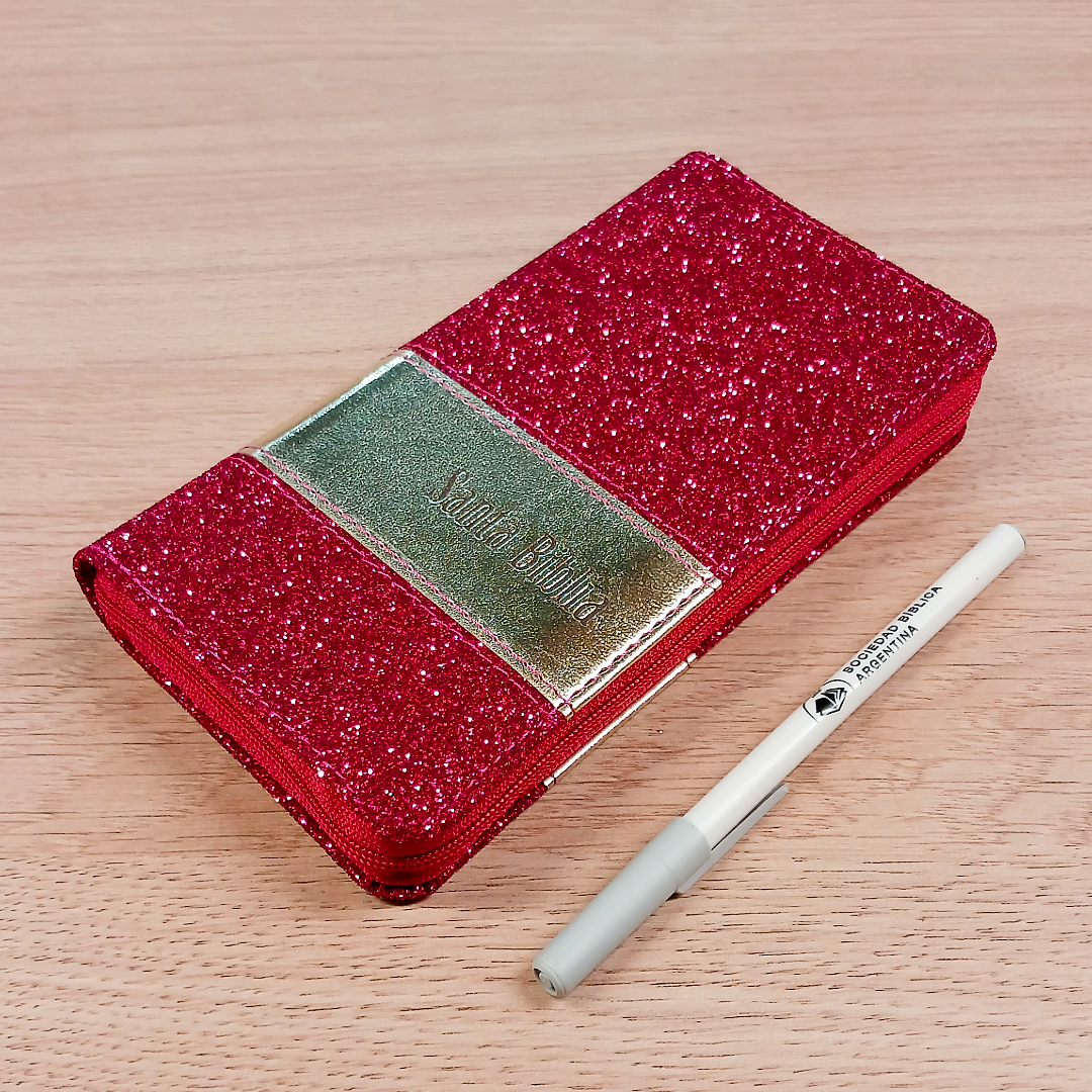 Biblia Reina Valera 1960 – Tapa Imitación Piel Rosado, con Cierre, Letra 7 Puntos
