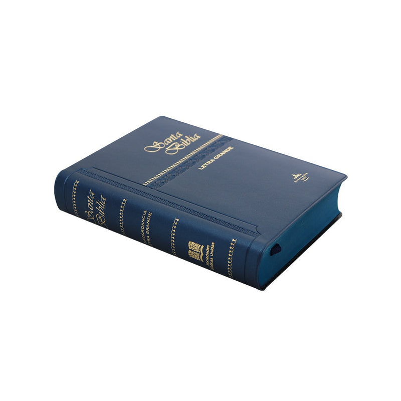 Biblia Reina Valera 1960 Letra Mediana 10 puntos Concordancia Vinílica Azul