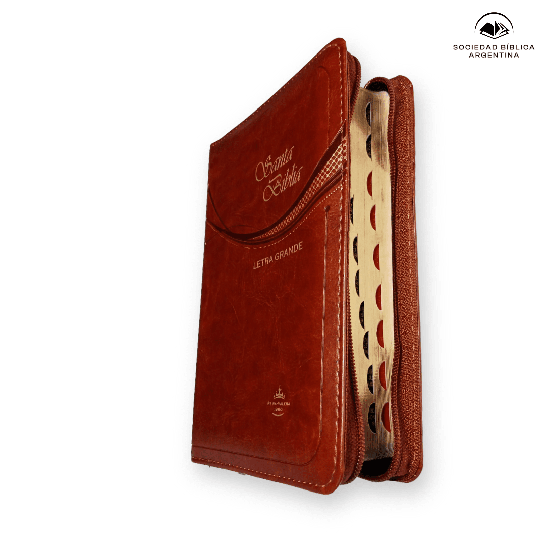 Biblia Reina Valera 1960 Letra Mediana Con Concordancia Con Cierre con Índice Color Café 11 x 16 cm